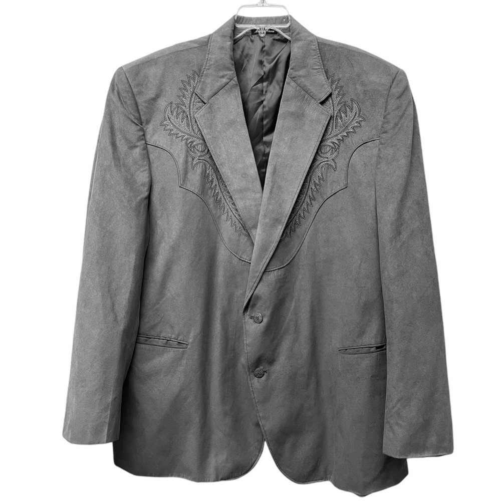 CIRCLE S Embroidered Blazer Western Jacket Gray Size 54 L